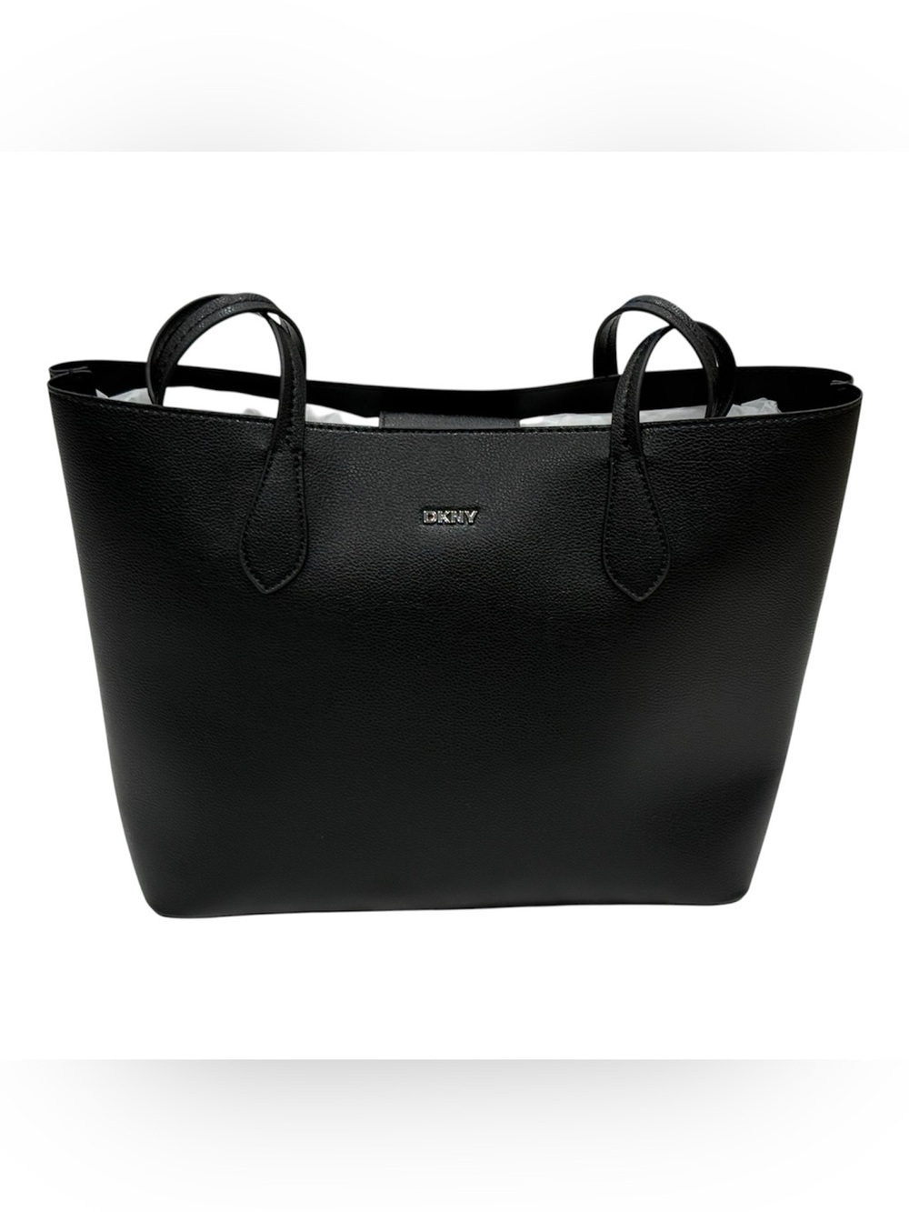 DKNY Black Pebble Leather Tote with Double Handles